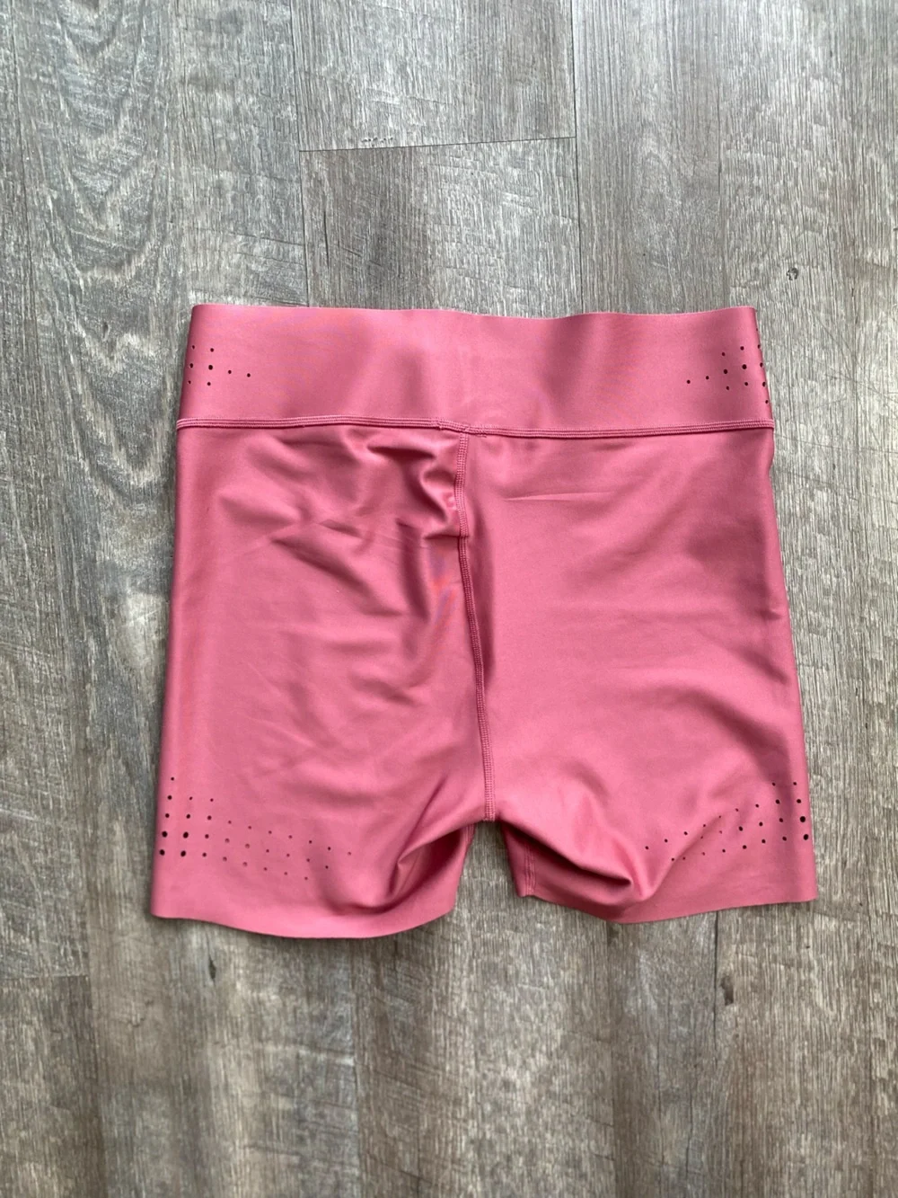 ALO Yoga Brick Red Laser Cut Biker Shorts 5”